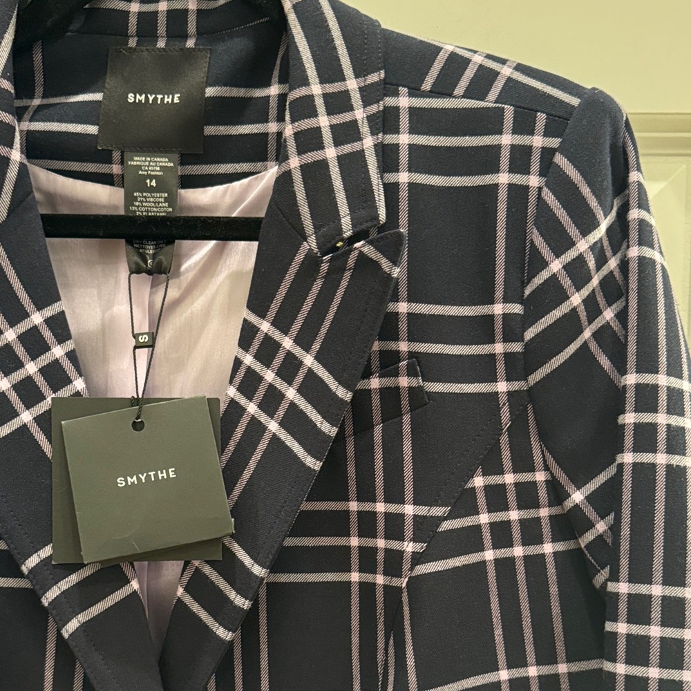 Smythe One Button Blazer - Navy and Lilac - Picture 5 of 5